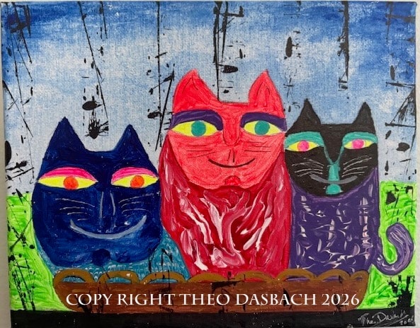 080 3 Cool Cats (in a basket)